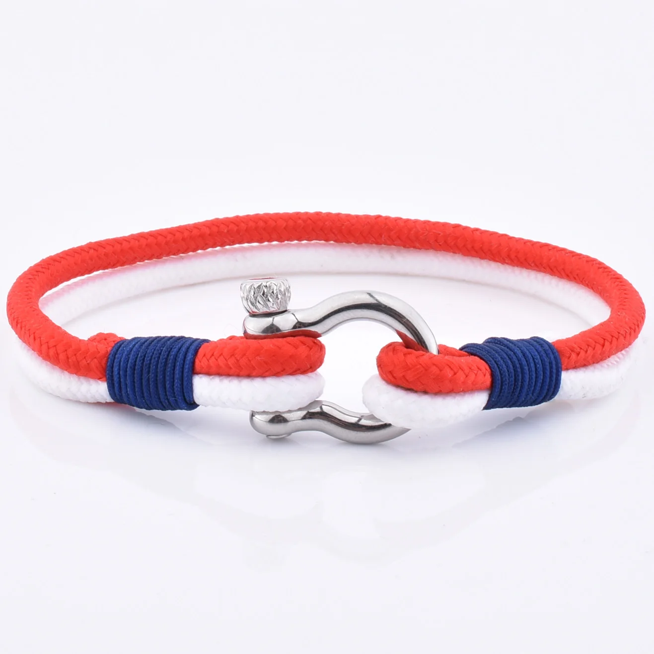 OEM fashion jewelry bracelet factory direct cheap price double layer rope bracelet with stainless steel shackle