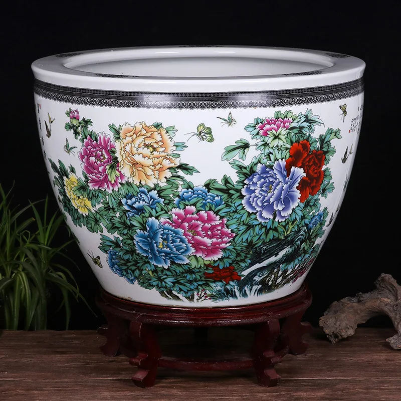 Wholesale large chinese famille rose ceramic plant pots for indoor and outdoor