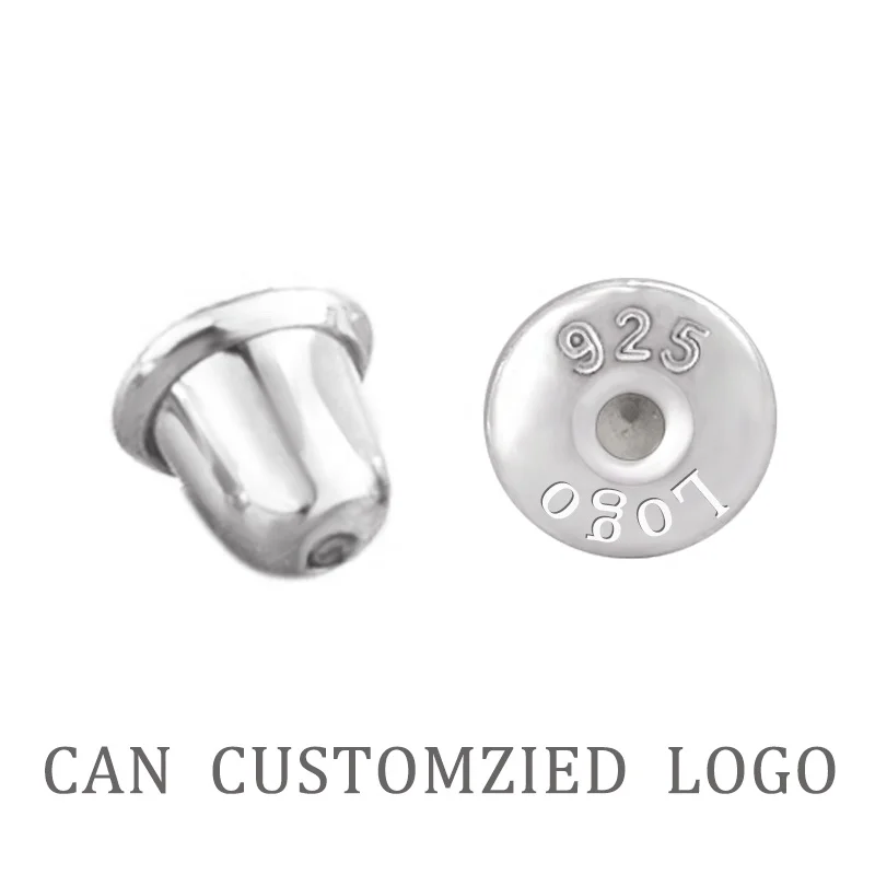 Wholesale 925 Silver with Rubber Silicone Earring Backs for Jewelry Findings New Design Earplugs Customized Logo Studs Stopper