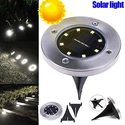 Customized Garden 4 8 10 12 Led Solar Powered Disk Underground Light, Waterproof Landscape Garden Lamp For Lawn,Pathway