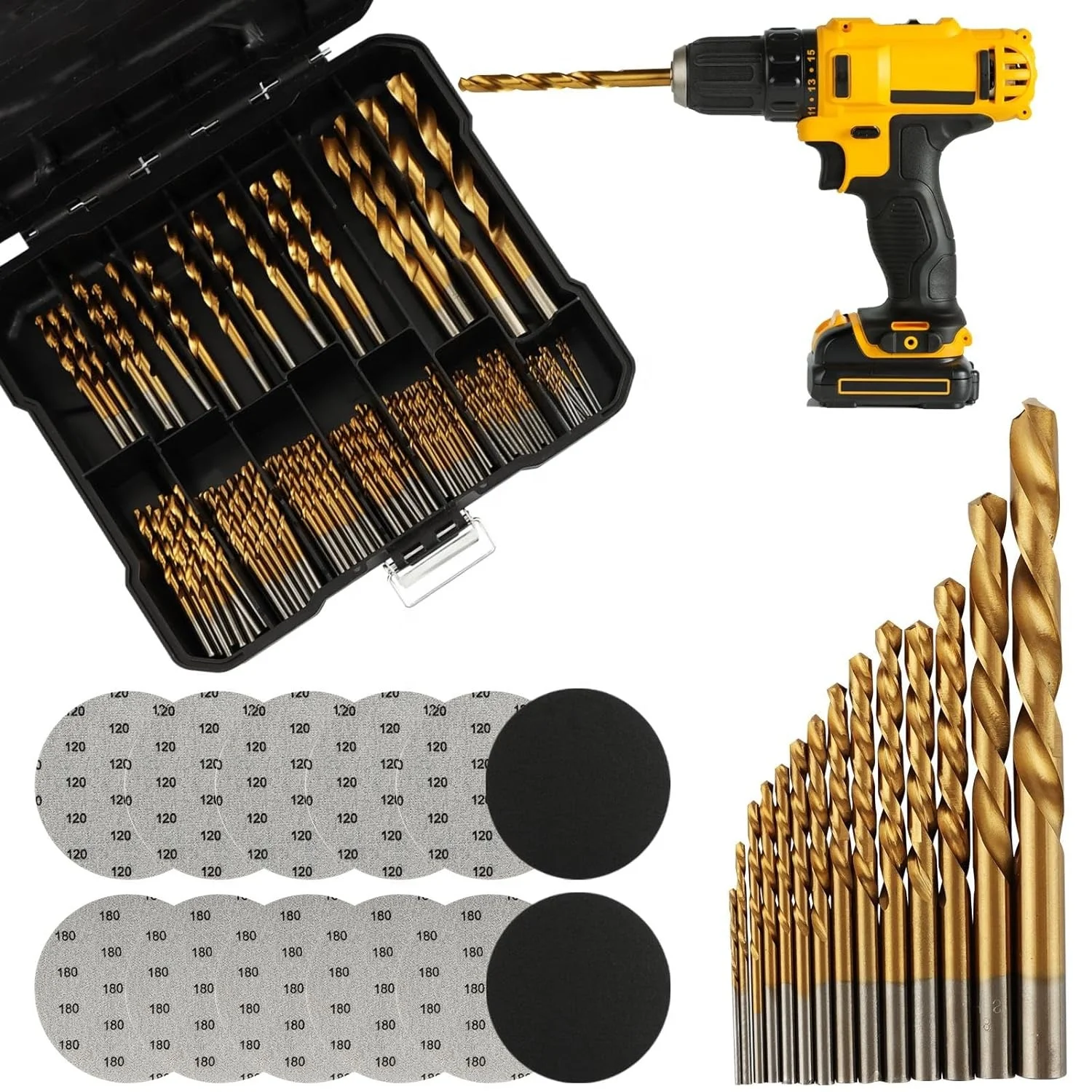 99 Pcs Drill Bit Set Cobalt Drill Bit Set with Sanding Disc