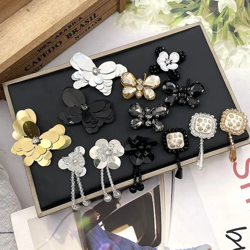 Luxury Handmade 3D Butterfly Flower Beaded Sequins Patches 3D Shiny Dress Tassel Sewing Appliques for Dress