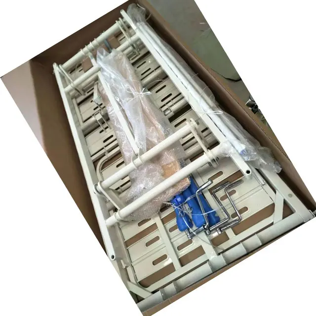 JRAYTON hospital equipment metal three function ICU manual 3 crank patient bed with PP side rail