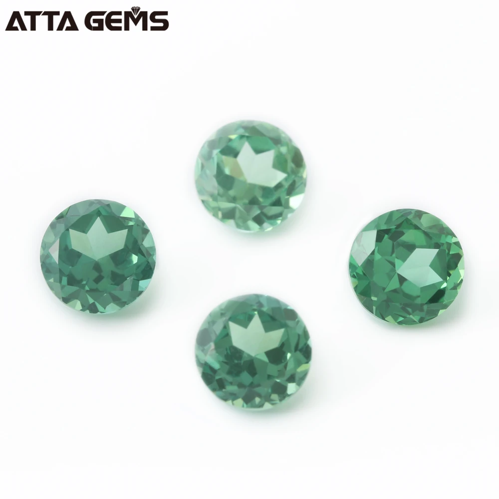 Round Shape Lab Created Green Sapphire Stone Rough Synthetic Green corundum Gemstone