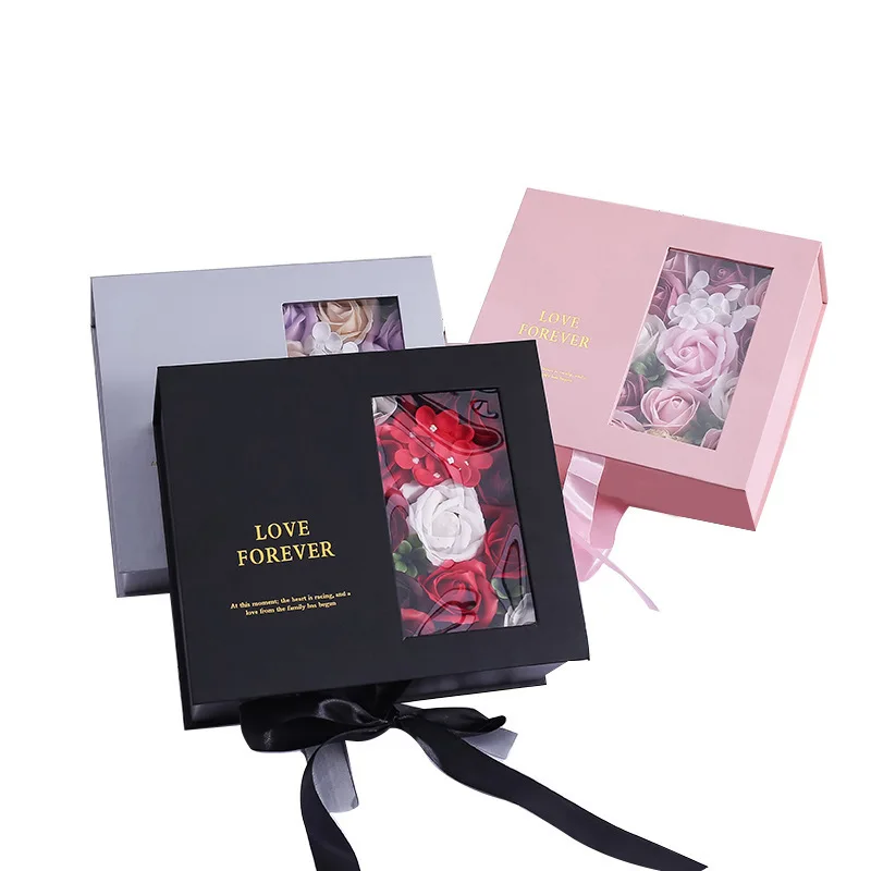Custom flower gift box Logo Printed Cardboard Clothing Shoe Foldable Packaging Ribbon Magnetic Closure Folding Gift Box