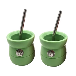 New Customized Logo Argentina, Yerba Gourd Mate Plastic Drink Tea Cup With Bombilla Straw/