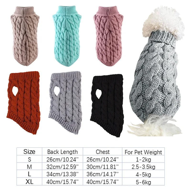 Winter Wool Coat Large-sized Dogs Cats XL Modern Solid Designer Sweater High Collar Fashion Costumes Chihuahua Puppies Kitten