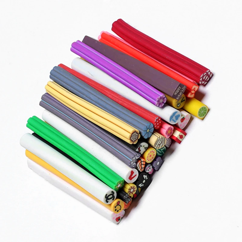 100Pcs/set Nail Art Decoration Cane fruit and flower Cutted canes Polymer clay Polymer clay strip Soft slice
