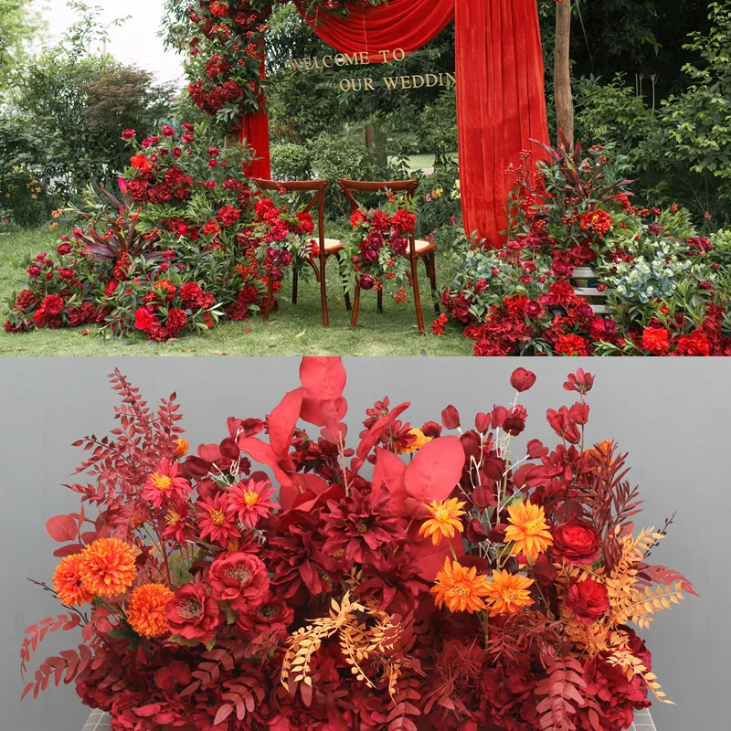 New large-scale floor flower simulation silk flower finished product decoration eucalyptus flower row