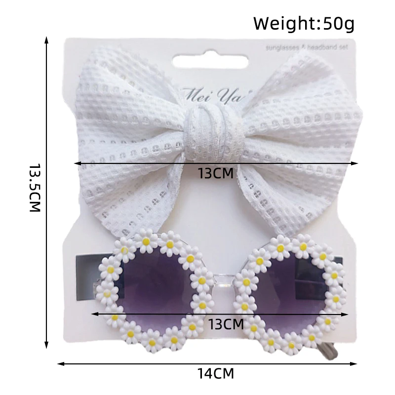 Wholesale New Kids Summer Sunglasses Flower Eyeglass With Headbands Set Kid Daisy Flower Eyeglasses Nylon Headbands Bows Gifts