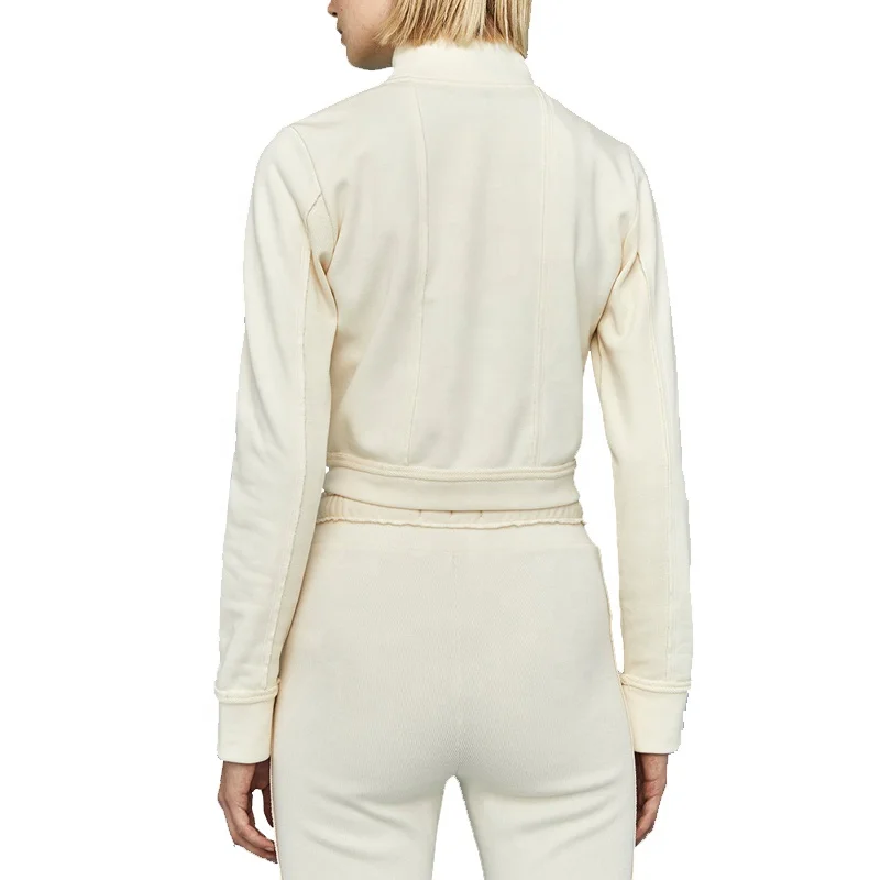 High Quality Women Stand Collar Zip Top Rib Sports Top Autumn Warm Short Coat Tops Can Be Customized Color Plus Size