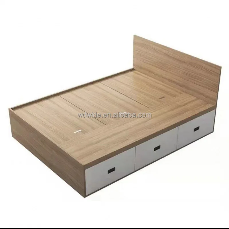 Wooden Home Hotel Modern Boy Girl Queen Furniture Bed Bedroom Sets Luxury King Size Storage Bed frame with 3 drawers