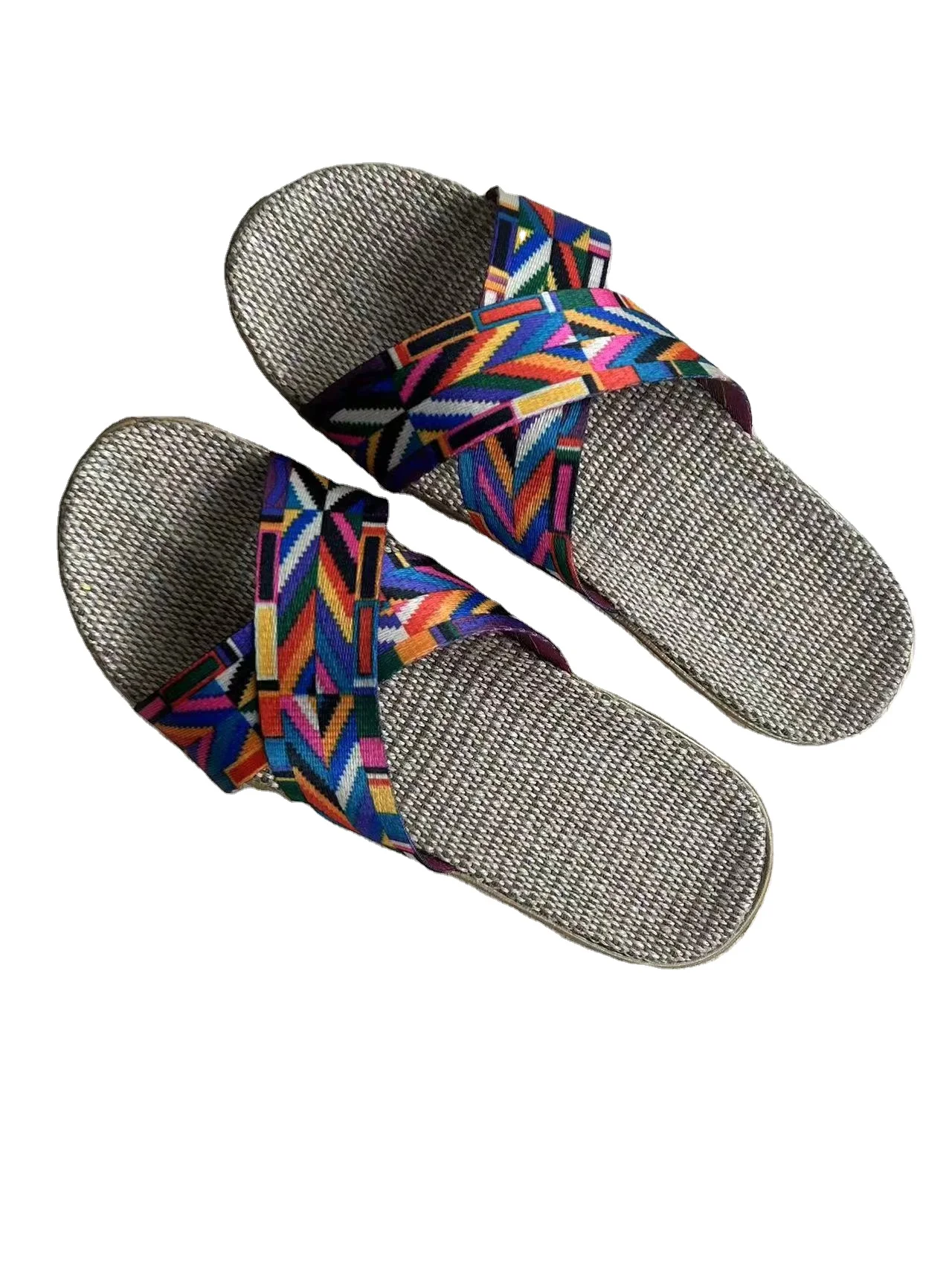 Fashion Women Linen Summer Beach Slippers Lightweight Women Slipper Open-Toe Breathable Anti-Slip Massage Shower Spa Bath Sandal