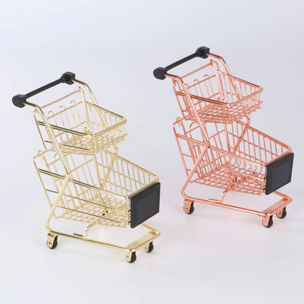 Роскошная стальная миниатюрная двухслойная корзина для покупок, декоративная губка для макияжа, держатель для раковины, блендера