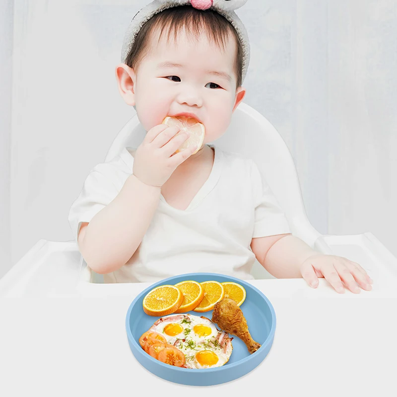 Custom Logo Personalized Food Grade Eco-friendly Reusable Silicone Plate Unbreakable Silicone Baby Bowl Dinner Plates and Dishes