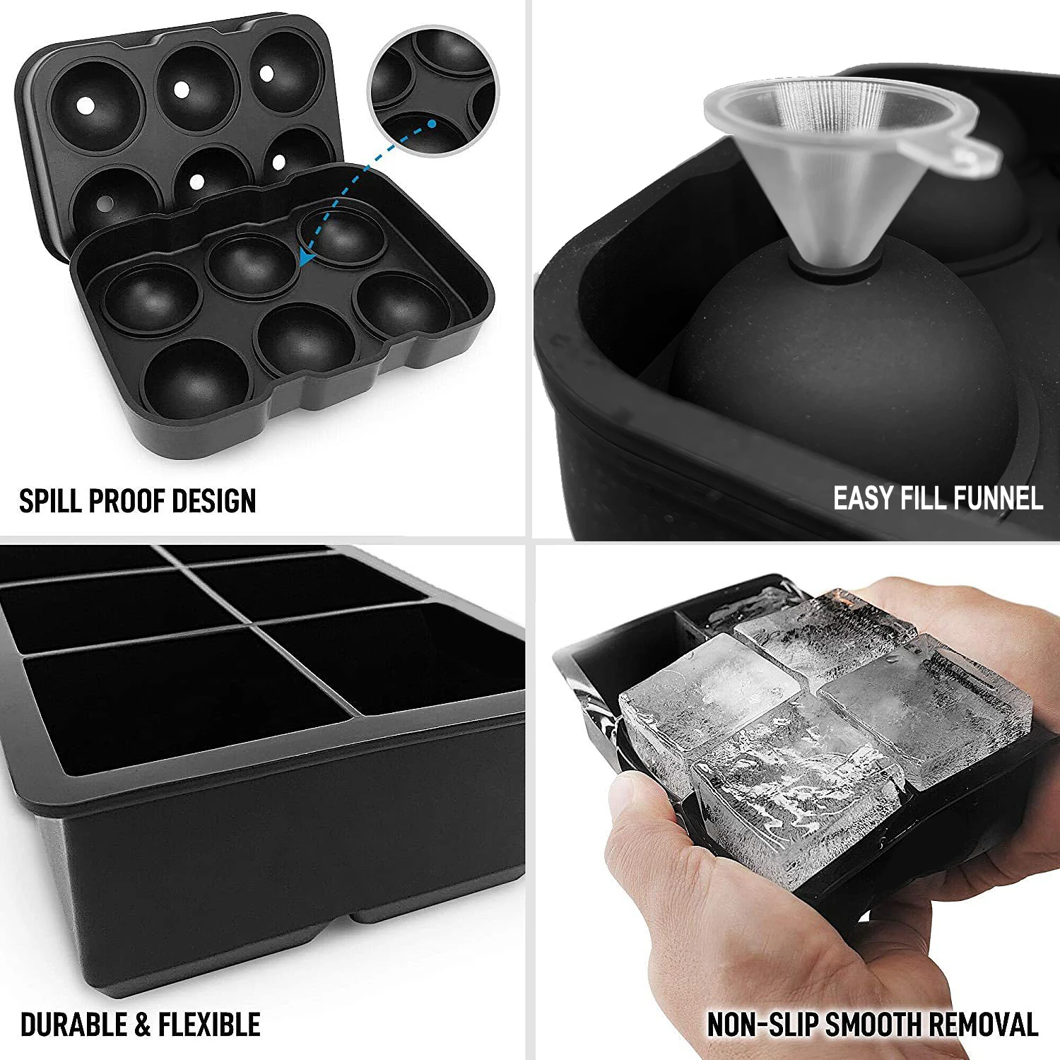 Silicone ice cube making molds 6 compartment round square bar accessories Durable ice cube trays Drinking tools