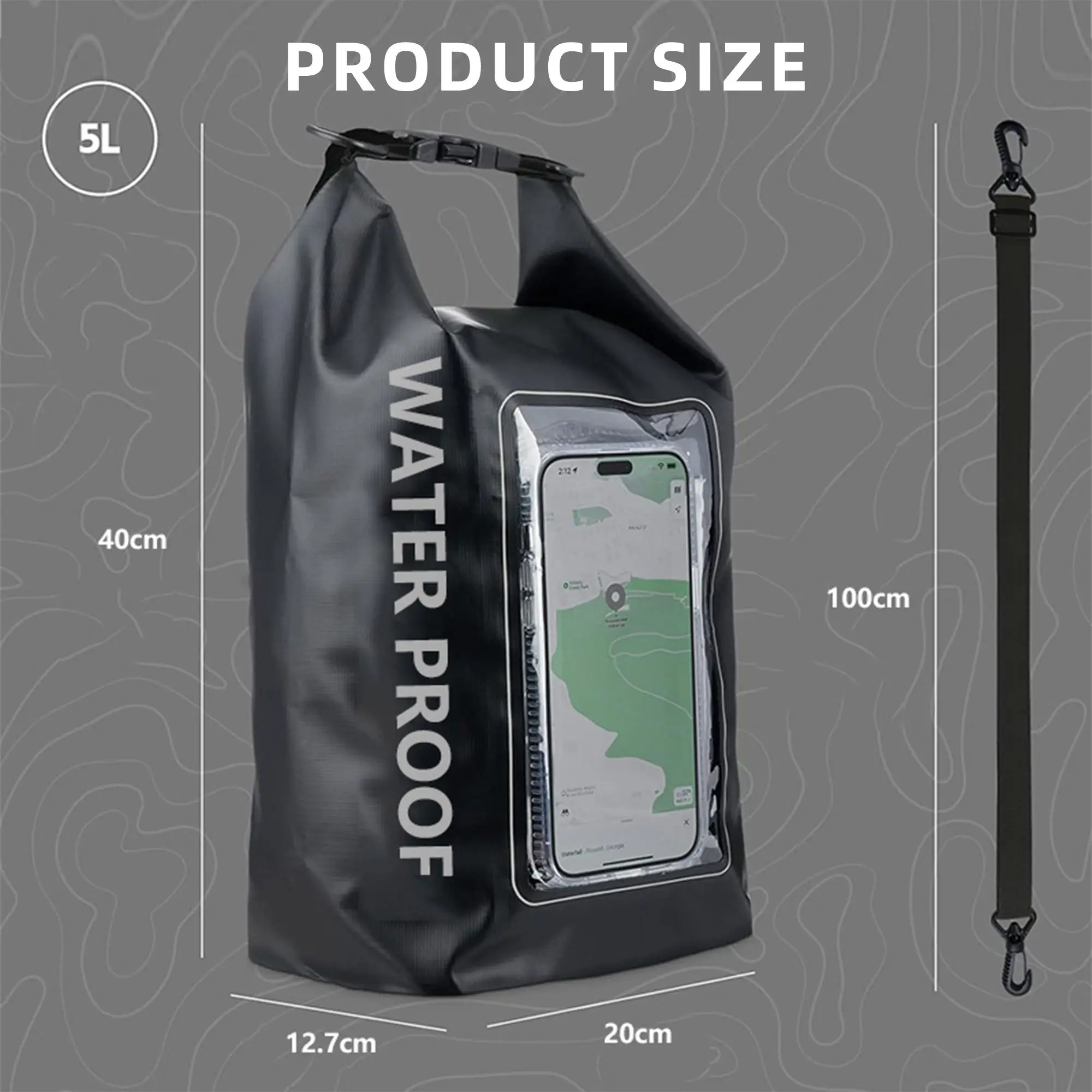 Unique Selection Waterproof Dry Bag Waterproof Backpack Camping Bag For Exercise  Mobile Phone Bag 5L