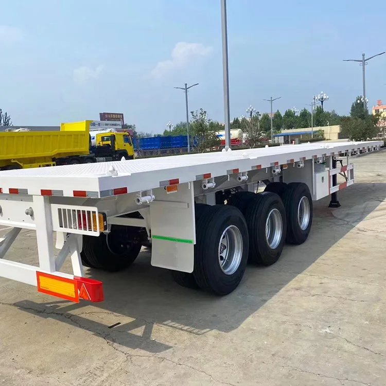 2024 H-star Factory Price 3 Axle 40Ft 20ft Flat Truck Trailer For Logistics Transportation 40 Ton Flatbed Semi Trailer For Sale