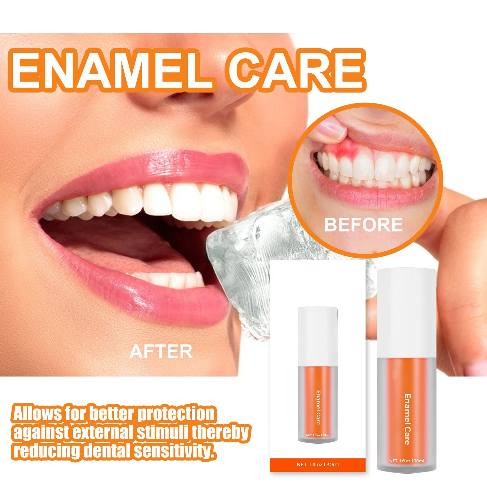 Whitening Teeth Product Enamel Care Toothpaste For Sensitive Teeth Orange Pump Bottle Toothpaste For Travel