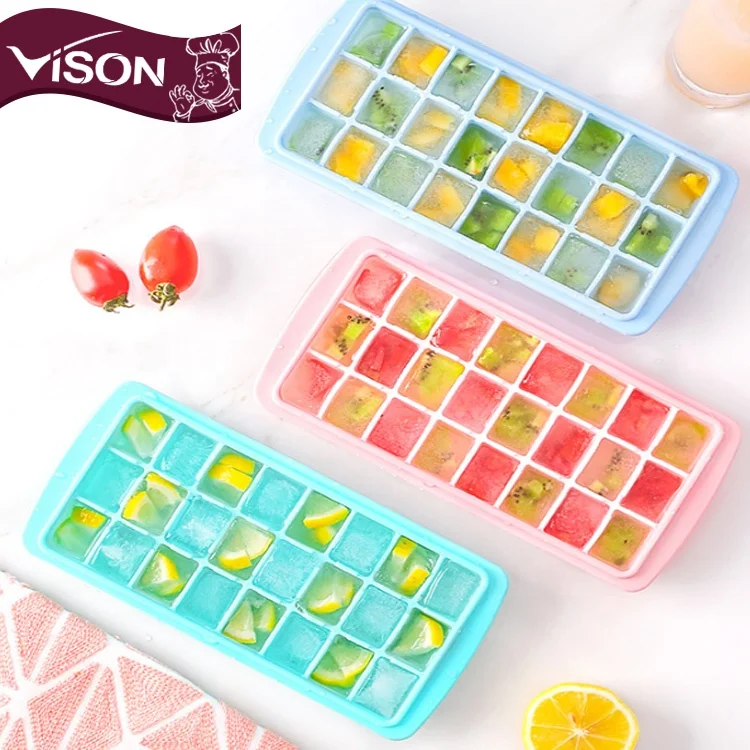 
New design Ice Moulds for Freezer Baby Food Water Cocktail plastic 24cubes silicone Ice Cube Tray molds 