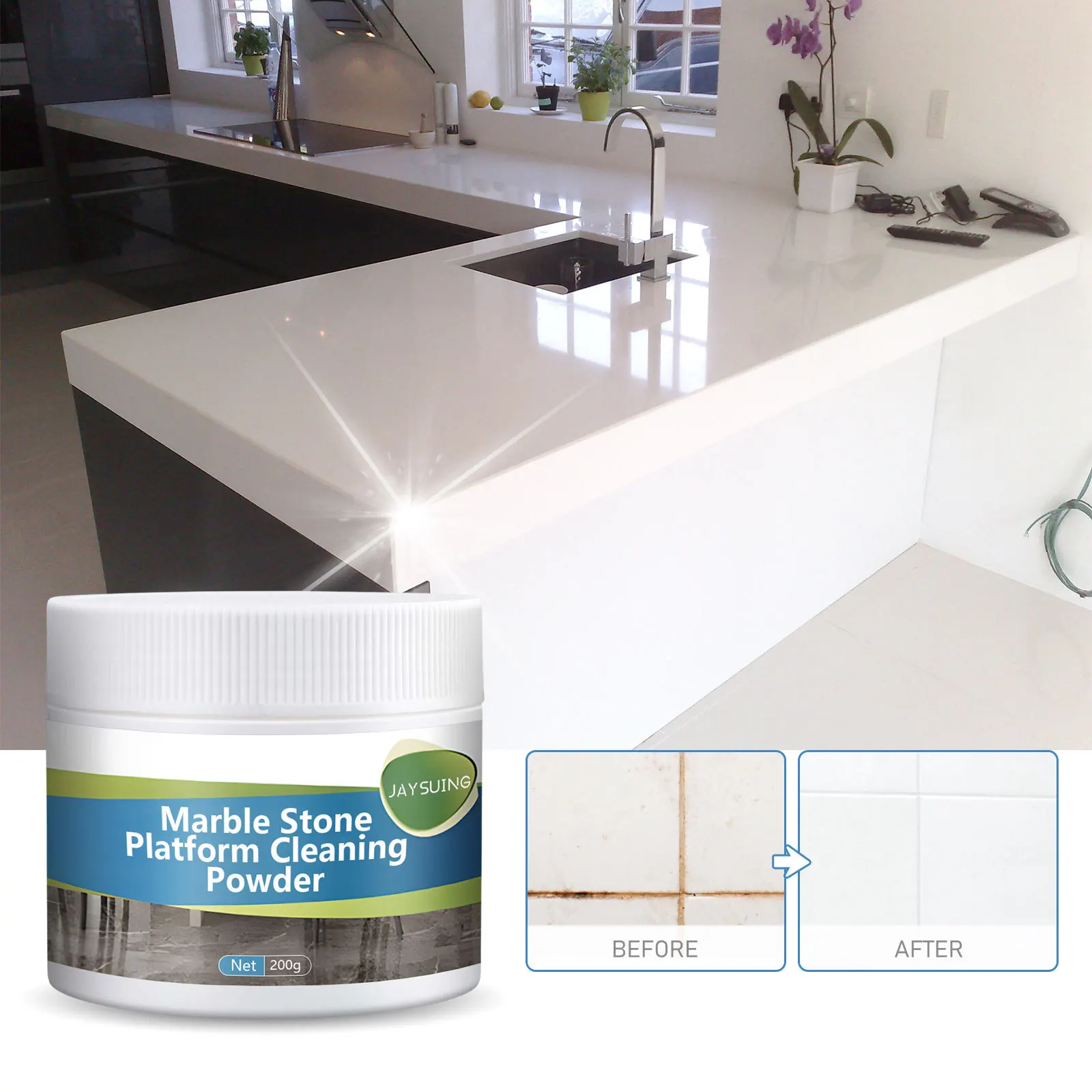 Hot Selling Jaysuing Household Kitchen Bathroom Multipurpose Cleaner Fragrant Marble Stone Platform Polish Cleaning Powder