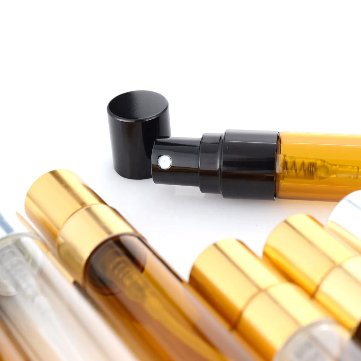 Mini clear round tester perfume sample glass vial sprayer tube bottle 2ml 3ml 5ml 10ml