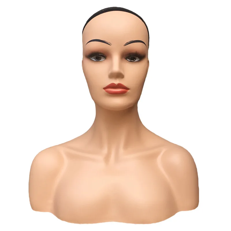 Realistic Female Mannequin Head With Shoulder Display Manikin Head Bust for Wigs,Makeup,Beauty Accessories Displaying