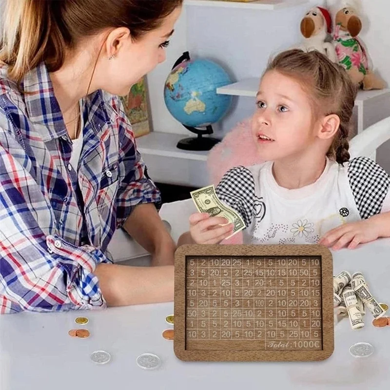 Good Habit Cash Coin Retro Money Savings Box with Counter Money Saver Wooden Money Box Piggy Bank for Kids