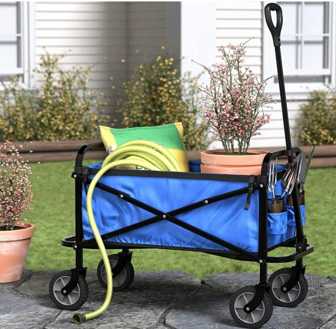 C13-CT1013 Aluminum 120kg (265lbs) Capacity Garden Foldable Hand Trolley Cart for Travelling and Camping