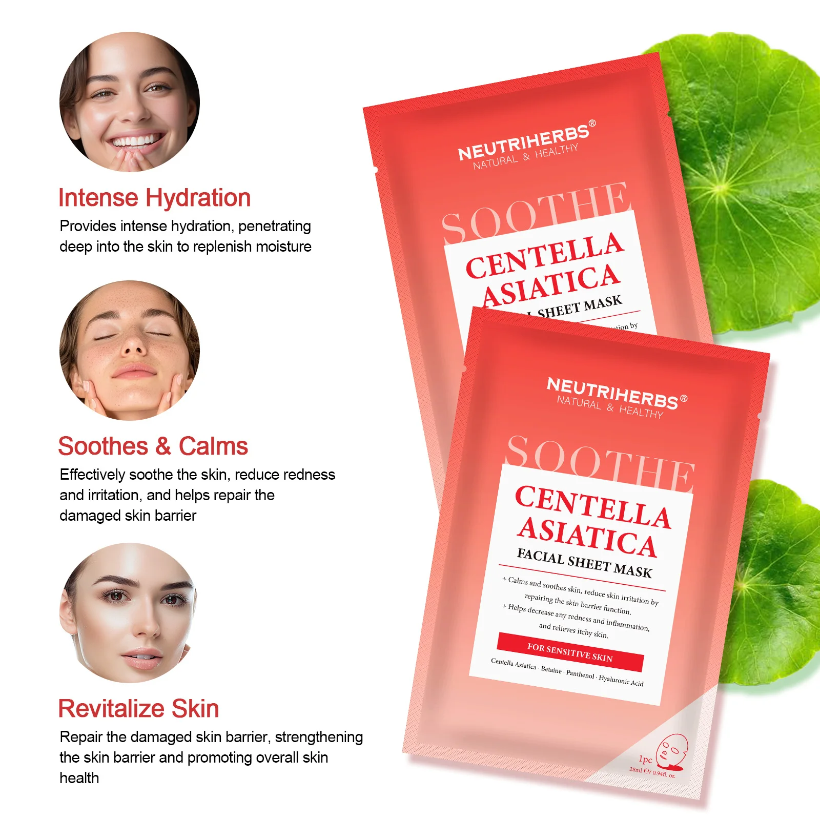 Lock moisture repair damaged skin enhance skin barrier Centella Asiatica facial sheet mask
