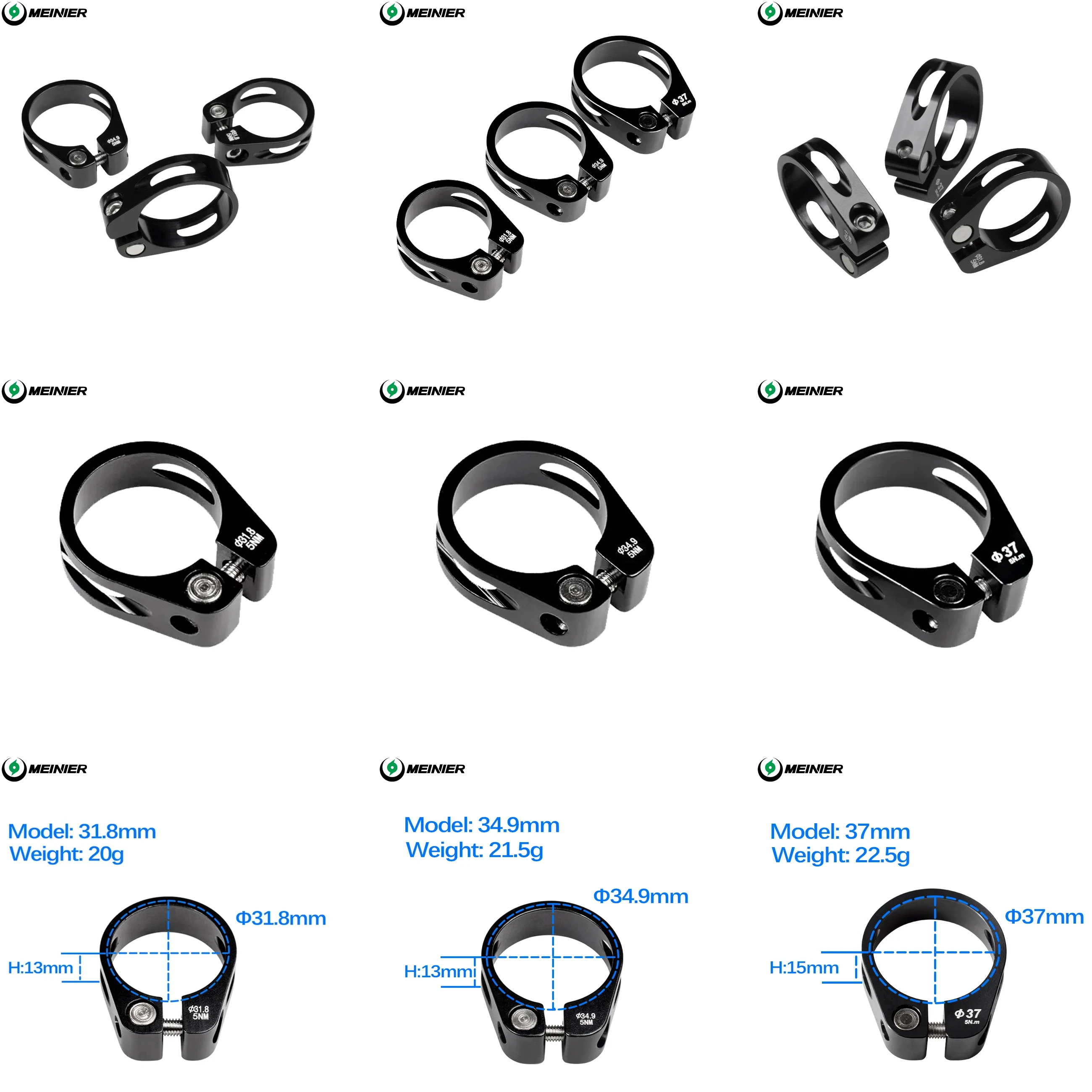 Mountain Bike Aluminum Alloy Seatpost Clamp 31.8/34.9/37mm bike accessories carbon seatpost clamp bicycle clamp Quick Release