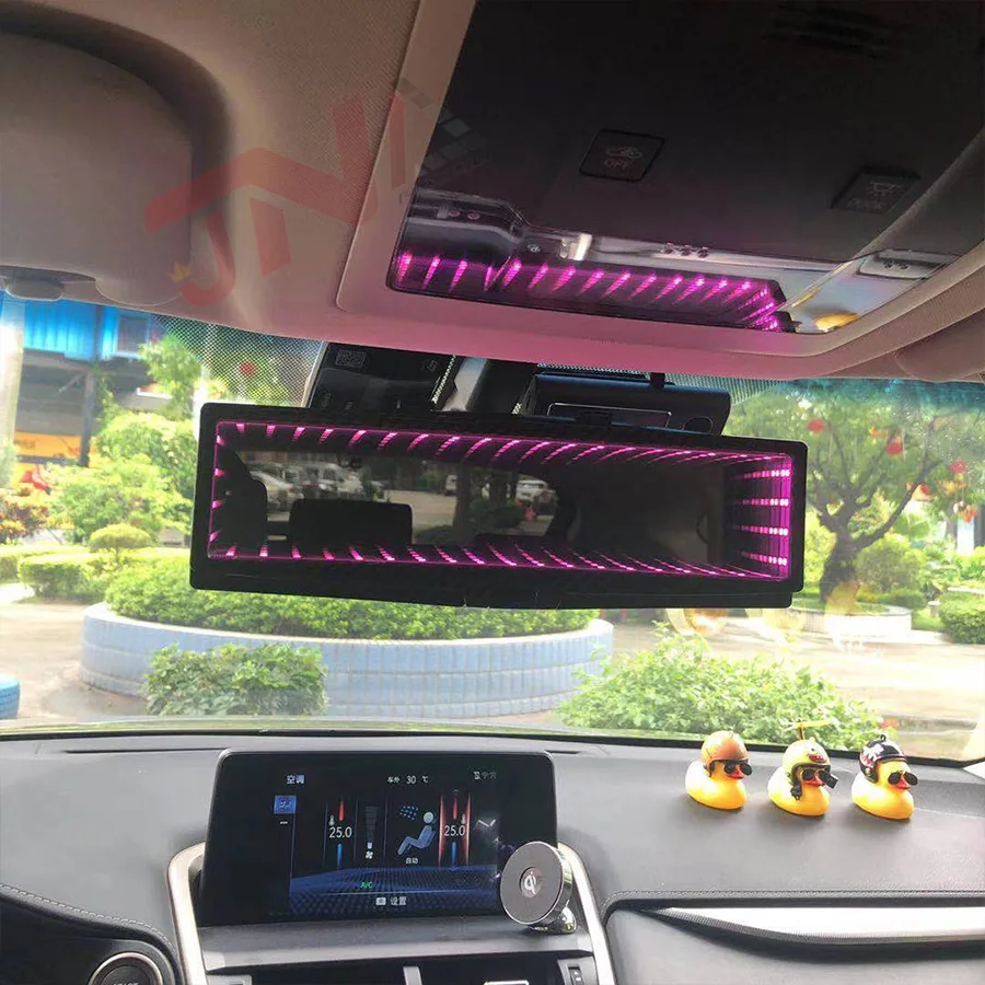 JDM 270 мм широкоформатное зажимное зеркало 3D-RGB-LED-Light Infinity Galaxy Автомобильное заднего вида