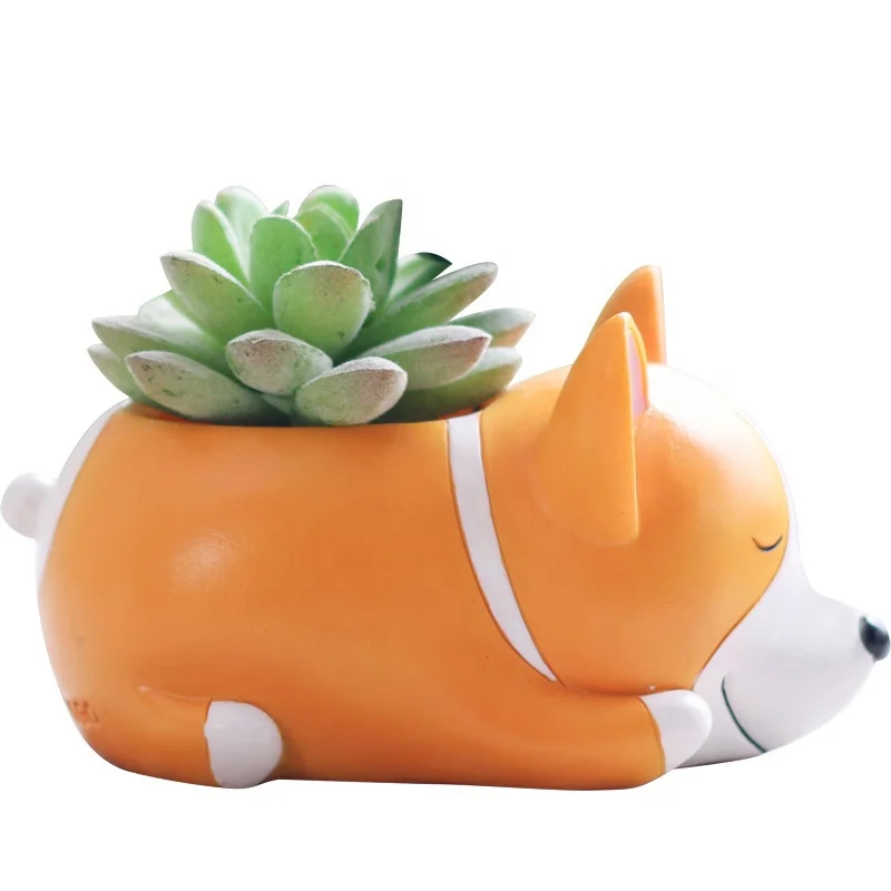 Resin Craft flower vase cartoon dog gift for children succulent cute sleeping dogs flower Pot