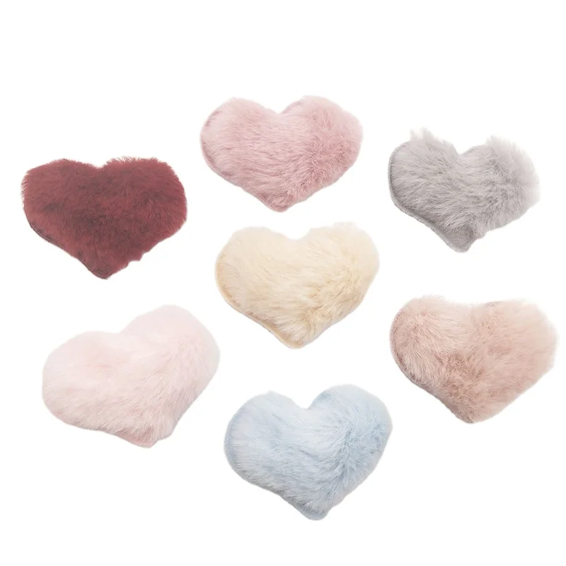 Factory Wholesale Custom 3D Mini Heart Shaped Furball Plush Personal DIY Garment Accessories For Women