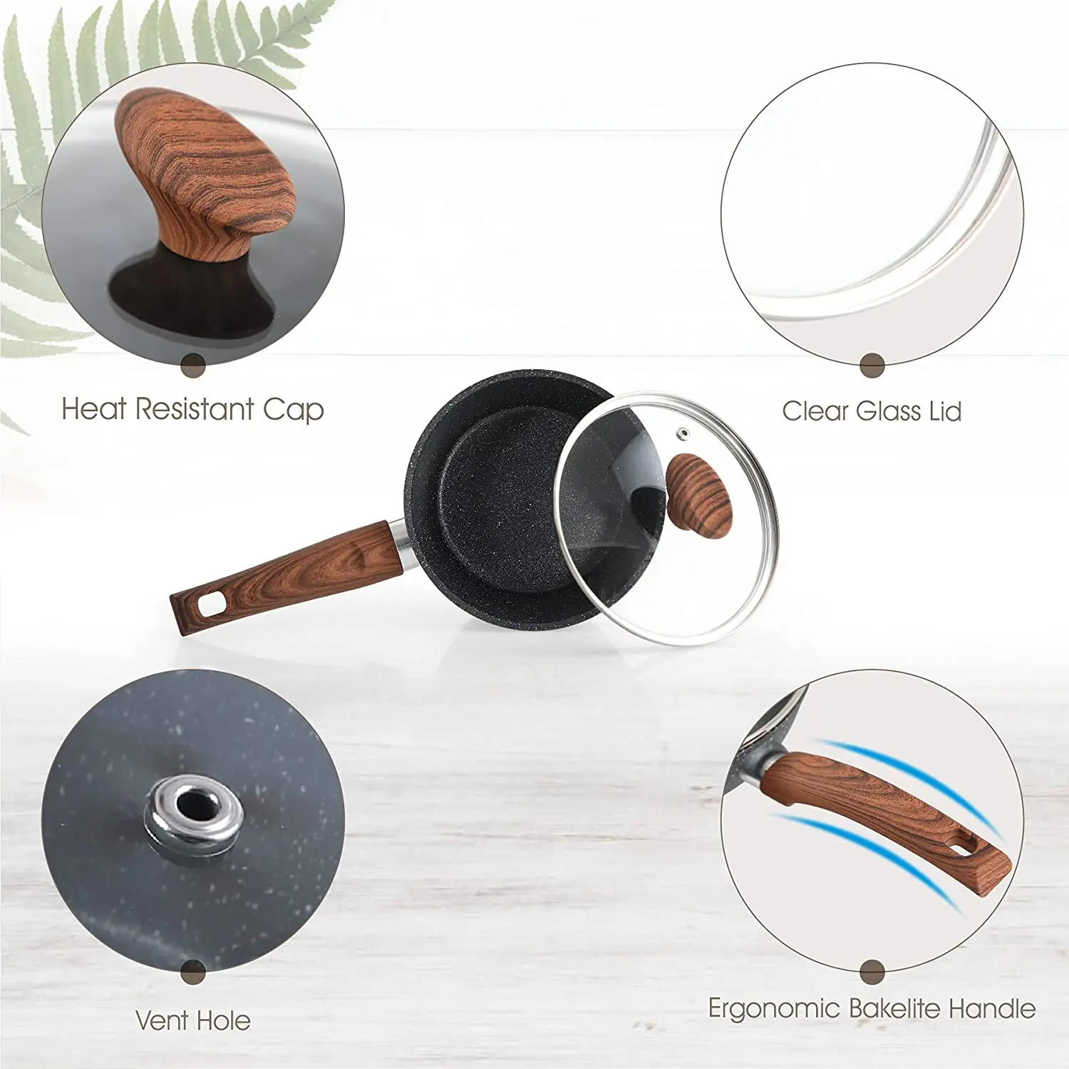 Kitchen Nonstick Cookware Sets Granite Coating Frying Pan Skillets Stock Pot, 12 Piece Induction Pan Sets