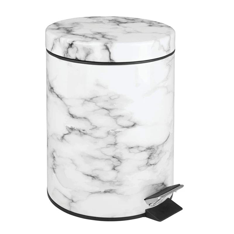 Kitchen Stainless Steel Step Trash Can Metal Waste Bin For Hands Free Lid Opening