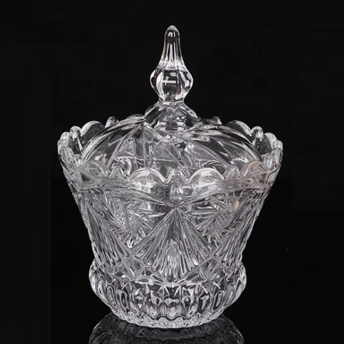 Wholesale Crystal Clear Glass Sugar Jar Sugar Bowl Glass Candy Jars with Lid