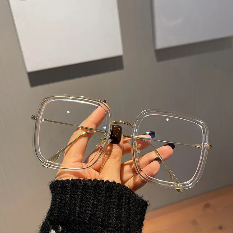 2023 Fashion Oversized Square Eyewear Retro Women Anti-Blue Light Blocking Metal Frame Glasses Optical Computer Eyeglasses