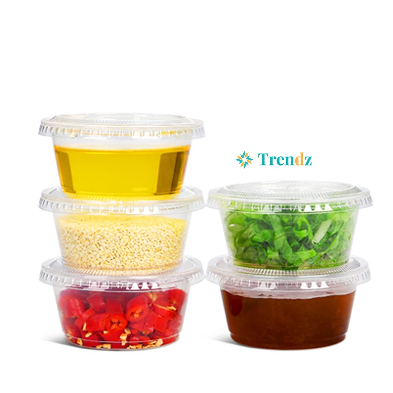 Bpa Free Disposable Dessert Cups Transparent Soy 0.75 /1.5/2/3.25/4/5.5 Oz Deli Sauce Containers With Lids