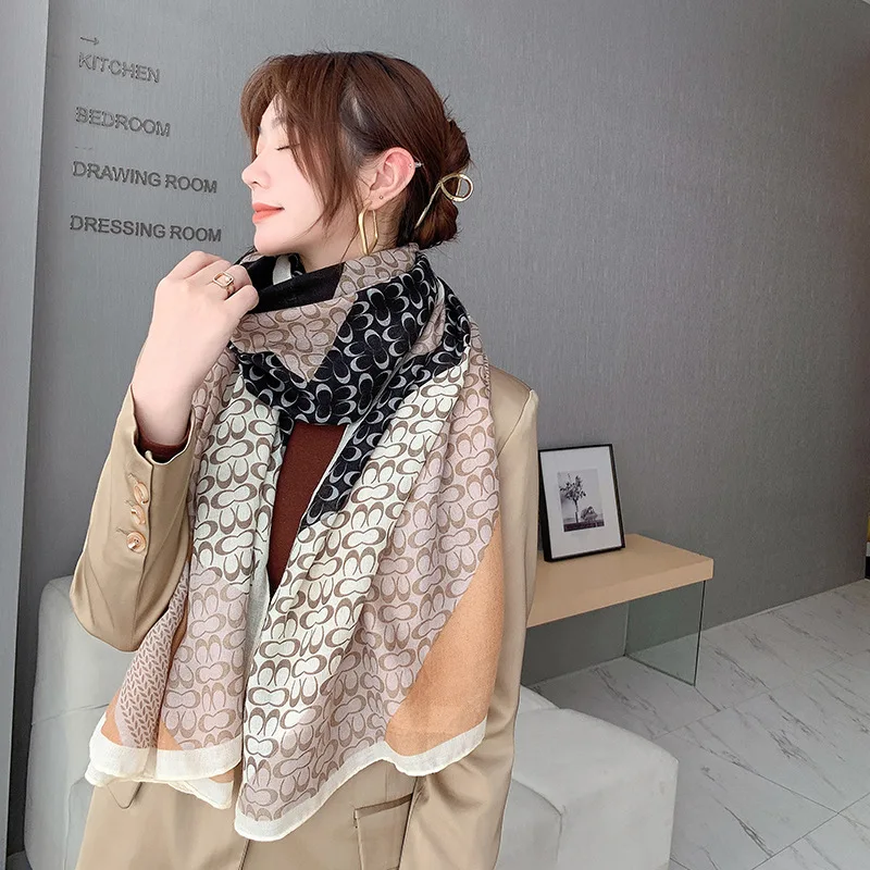 Autumn and winter cotton linen scarf warm printed scarf shawl