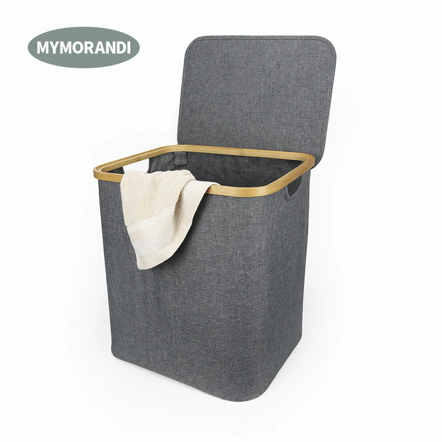  Bamboo Frame Kids Laundry Storage Hamper Collapsible Basket with Handles