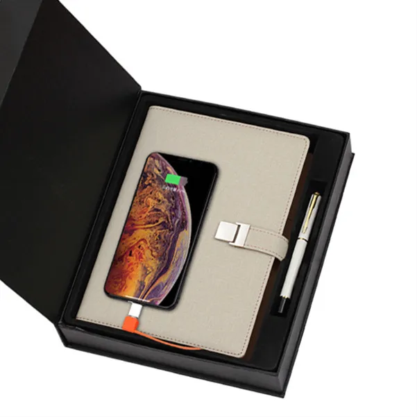 Beautiful power bank organizer diary notebook with charging function