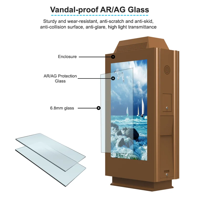 55 Inch Display Screen Digital Signage Kiosk Outdoor Double Sided totem outdoor floor standing Display LCD Outdoor Display