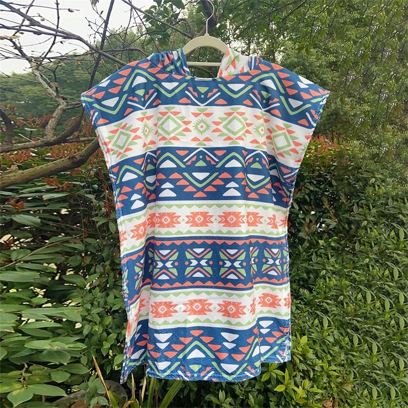 Promotion Custom ethnic style and gamepad  Prints  Kids Swimming Kids Hooded Towel Bath Robe Children Beach Surf  Poncho