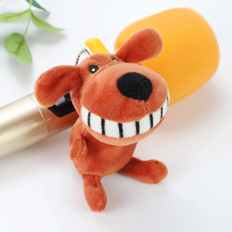 M261 New arrival buck tooth dog doll plush toy pendant 5 colors cute dog key chain pendant
