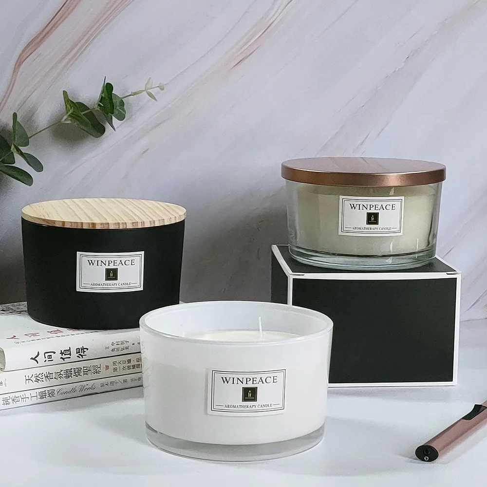 New Arrival Long Burn time Large 12 Ounce 340g Three Wick Candle Vanilla Musk Scented Soy Wax Candle