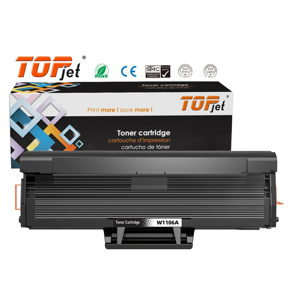 Topjet 103A 104A 105A 106A 107A 108A 110A W1108A W1105A W1106A черный совместимый картридж с тонером для лазерного принтера HP