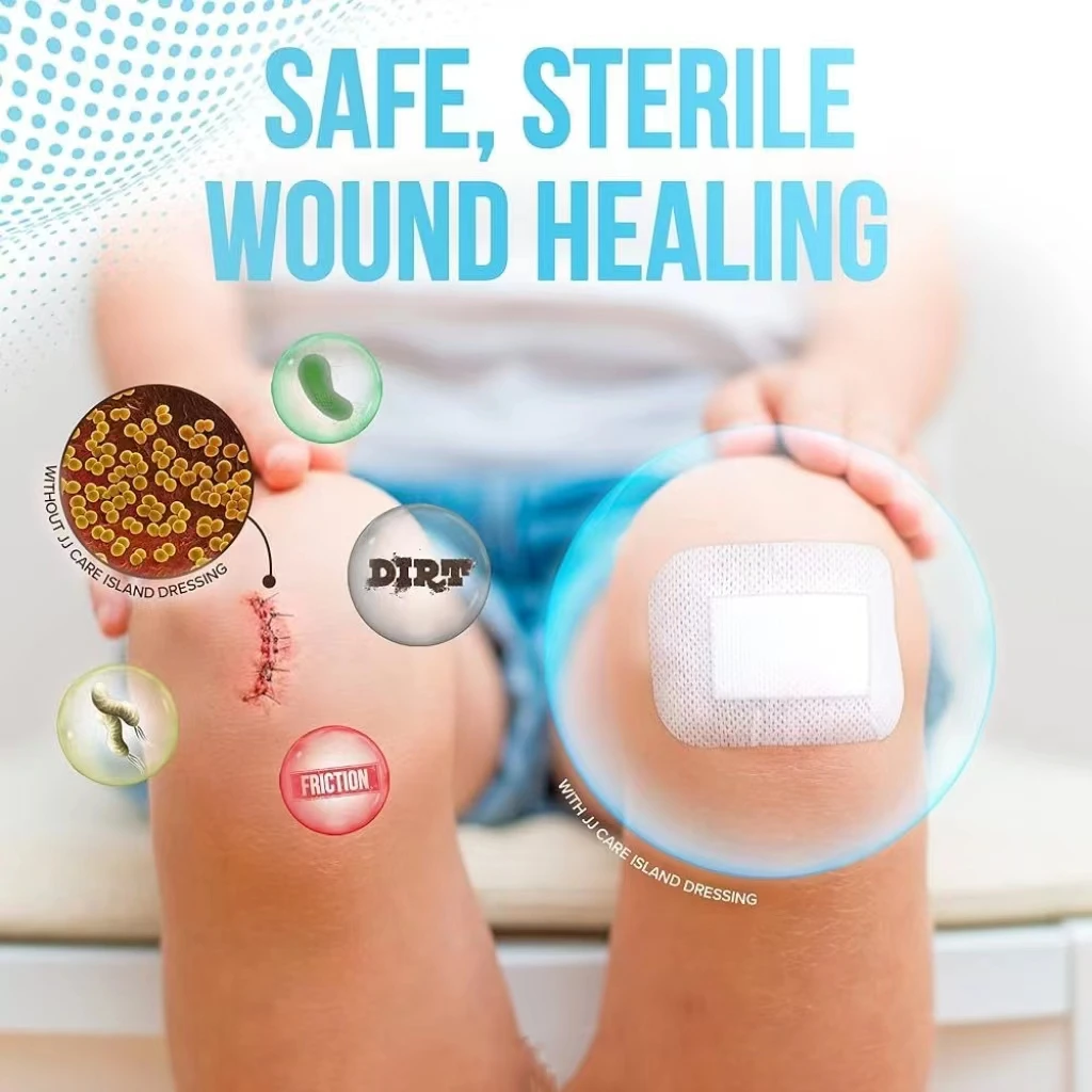 Island Dressing Bordered Gauze with Adhesive Border| Sterile, Soft & Highly Absorbent Medical Grade Dressing Pad