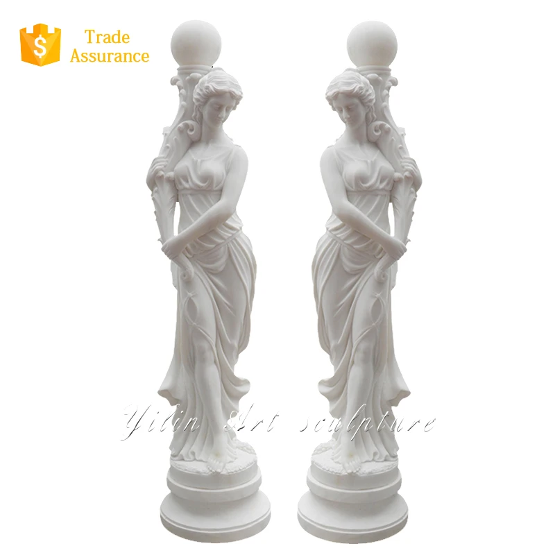 Outdoor Stone Lady Lamp Lighting Statue