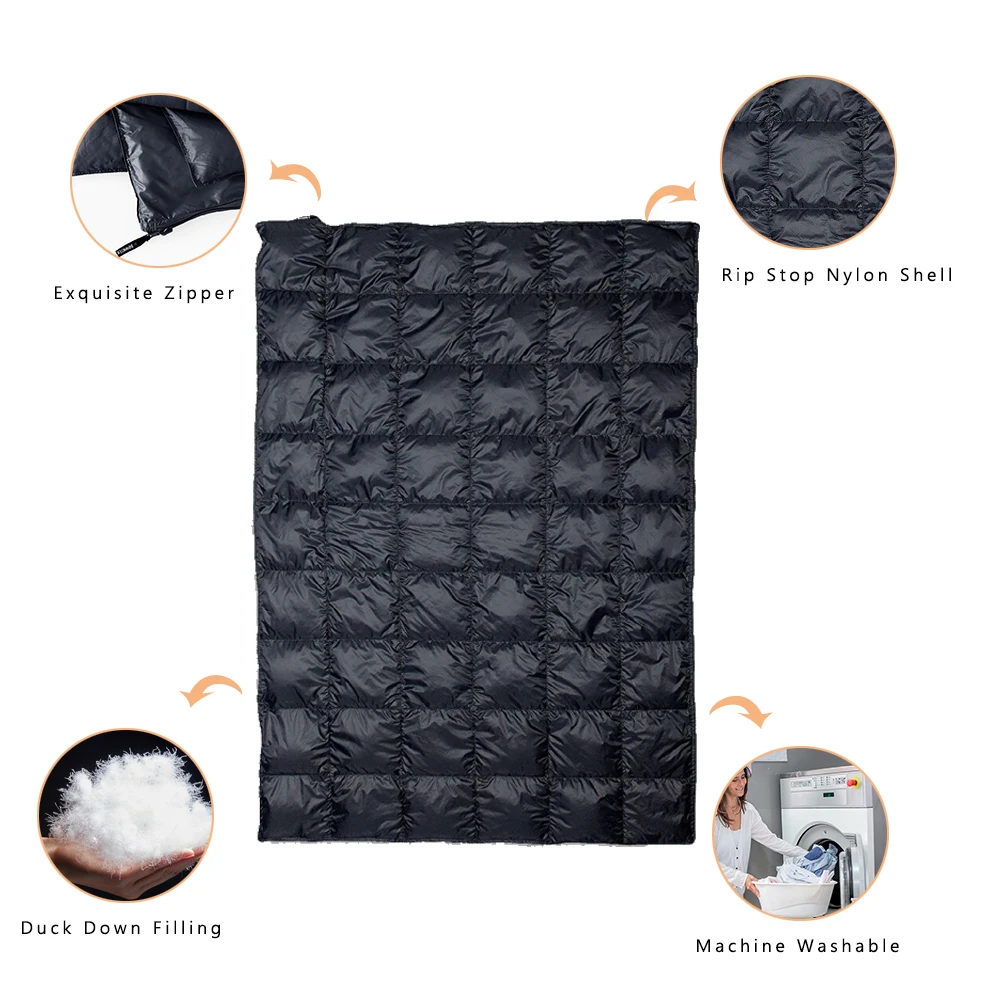 New Design Multi-purpose Waterproof Camping Blanket Moisture-proof Portable Compact Outdoor Travel Quilted Puffy Down Blanket
